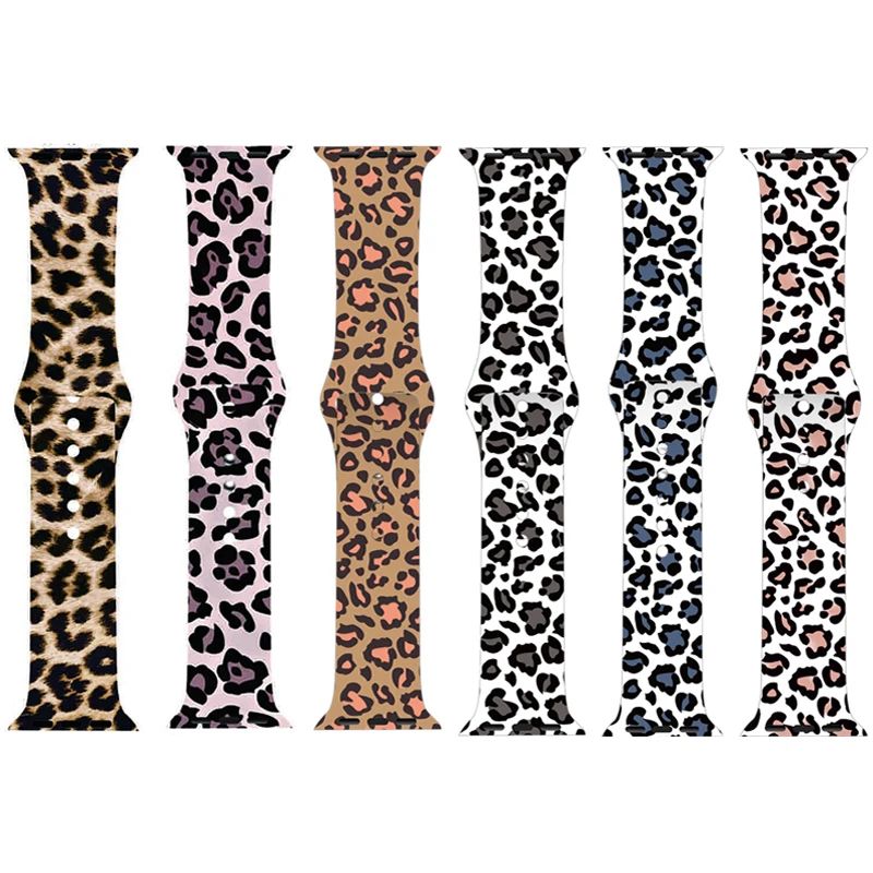 

Best selling OEM Pattern Leopard Print Watch Band Soft Sports Band For Apple Watch Band Silicone, Multi colors