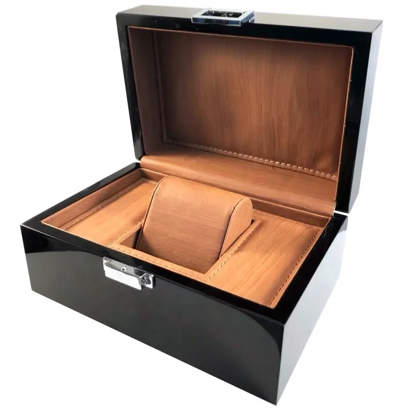 

High quality wooden watch box stock luxury watch packaging box, Black