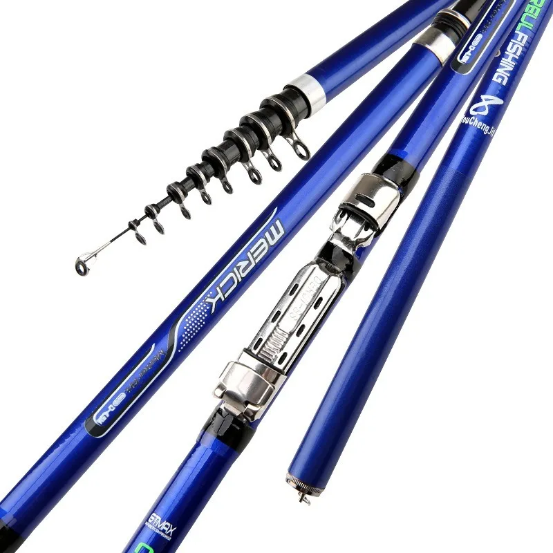 

Carbon Fiber Spinning Fishing Pole M Power Telescopic Rock Fishing Rod Carp Feeder Rod Surf Spinning Rod, Blue