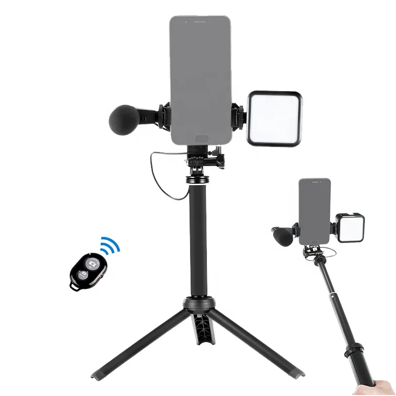 

youtube camera light and recording microphone kit for podcast live streaming