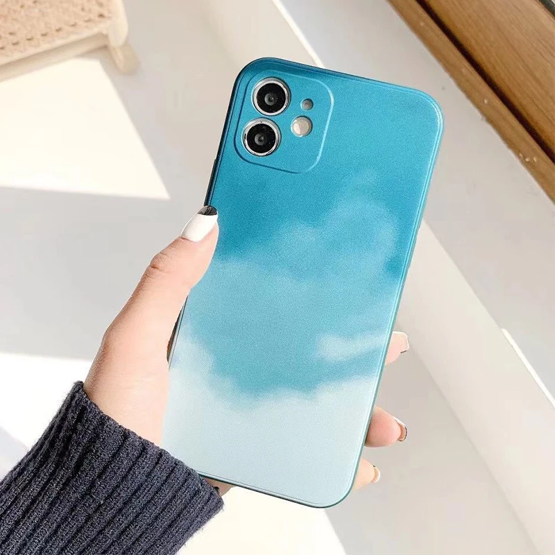 

Lovely Watercolor Blooming Oil Painting Matte Silicone Phone Case For iPhone 12 Mini 11 Pro Max X XR XS Max 8 7 Plus SE 2020, 9 color