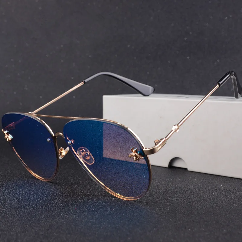 

Luxury Brand Designer Female Rimless Sunglasses aviation Women Sun Glasses Gradient Shades Little bee Lens Ladies UV400