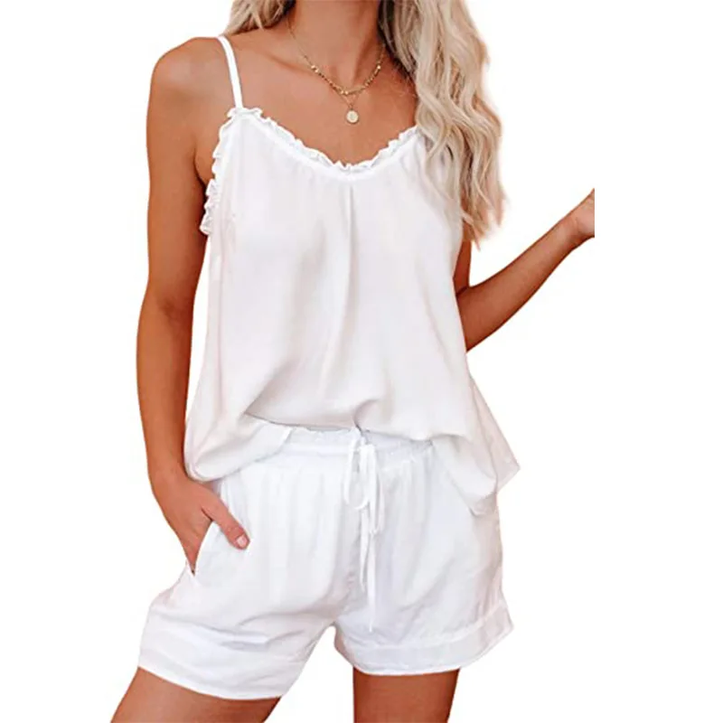 

New Fashion Women Sexy Solid Colors Lace Two Pieces Set Short Women Sleepwear, Customized color