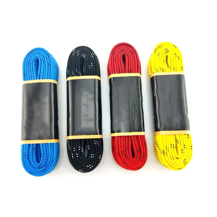 
100% cotton shoe laces custom waxed waterproof hockey skate shoelace 