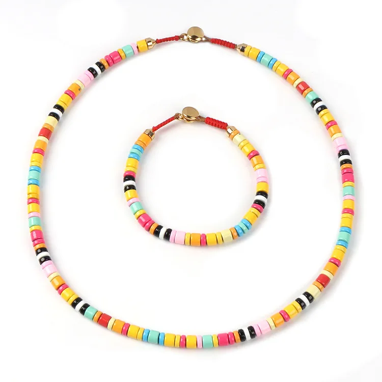 

Highlight Mix Tile Tila Jewelry Fashion Miyuki Rainbow Enamel Chunky Tube Beads Necklace for Women Colorful Jewerly