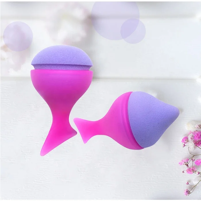 

Hot Sale Silicone Handle Makeup Puff Mermaid Shape Cosmetic Puff Beauty Tools Private Label, Purple, yellow, pink, blue, hot pink
