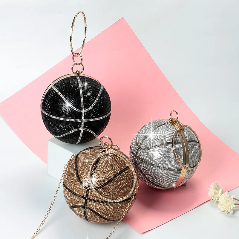 

Wholesale Mini Small Diamond Crystal Bling Rhinestone Basketball Purse Women