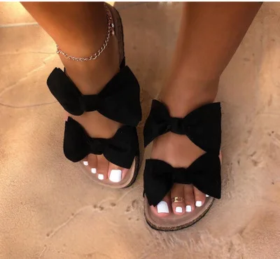 

2020 the latest spring design fashion retro cute women shoes sandals bow flat women casual shoes slippers