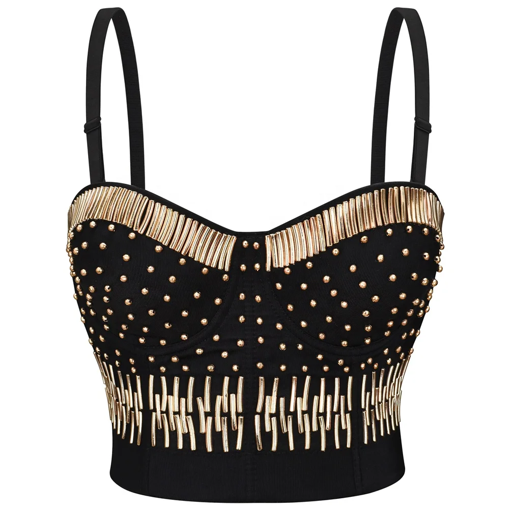 

Women's Handmade Diamond Rhinestone Push up Bead Bustier Bra