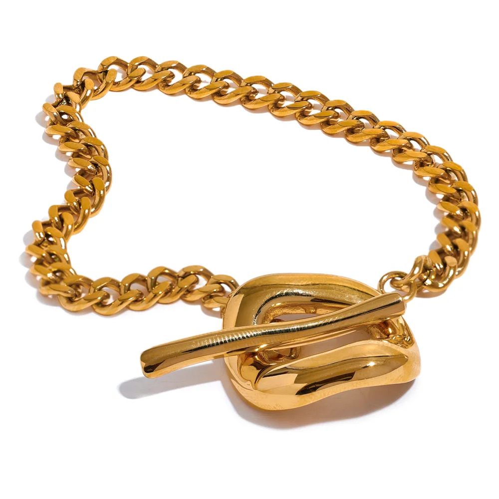 

JINYOU 2725 Fashion Stainless Steel Metal Chain Toggle-Clasps Bracelet Bangle 18K Gold Waterproof Wrist Statement Jewelry 2023
