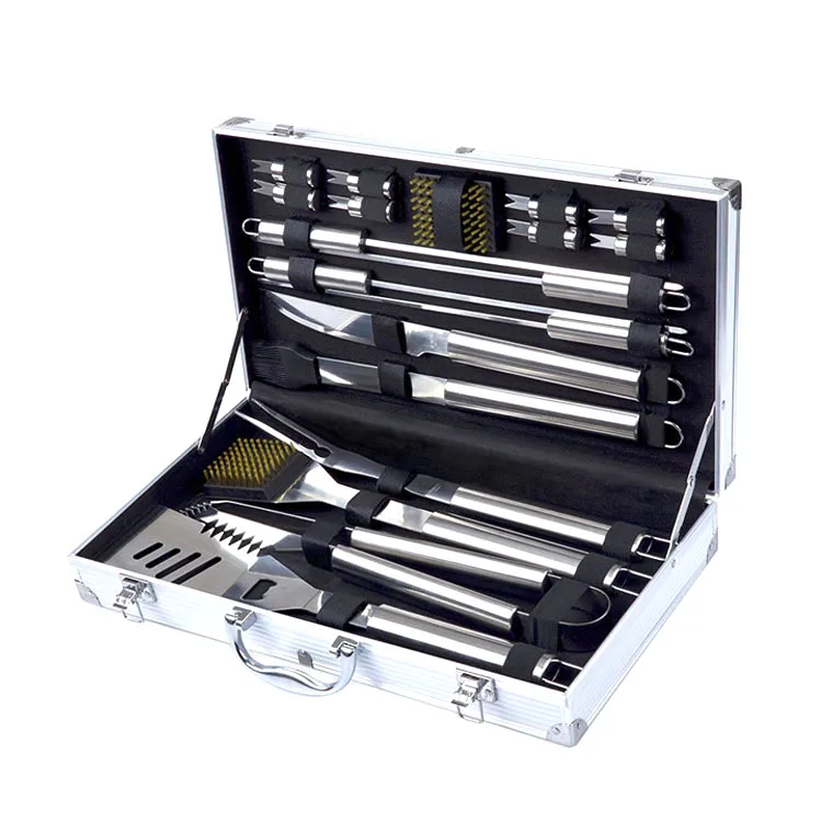 

20 pieces of stainless steel barbecue accessories barbecue tool set, As photo