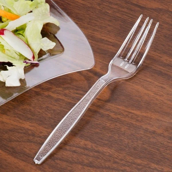 

factory direct heavyweight clear black white plastic catering fruit salad forks bulk disposable to go plastic fork