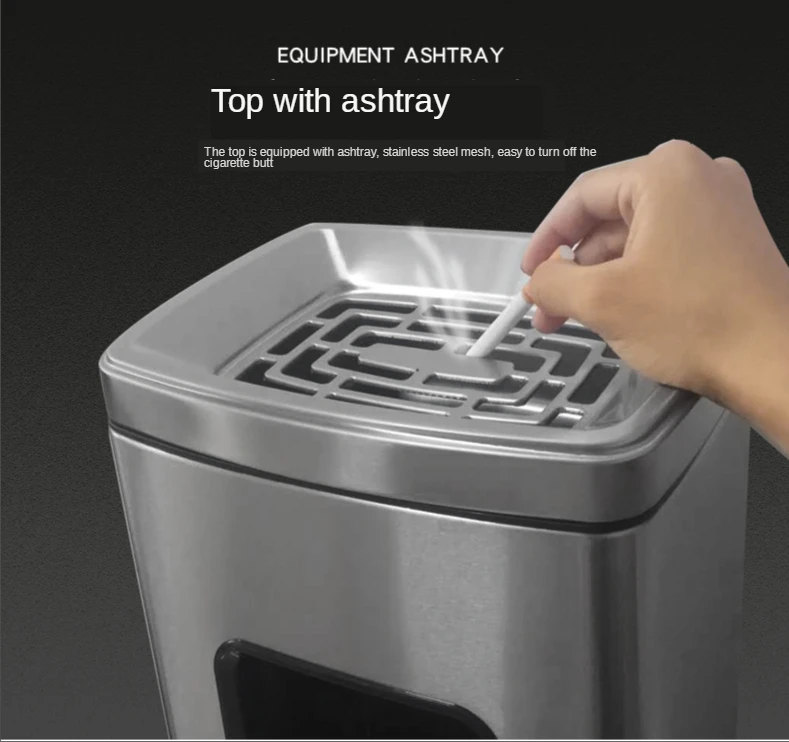 product-Outdoor metal hotel office building garbage trash dusty bin with ashtray-BoXin -img