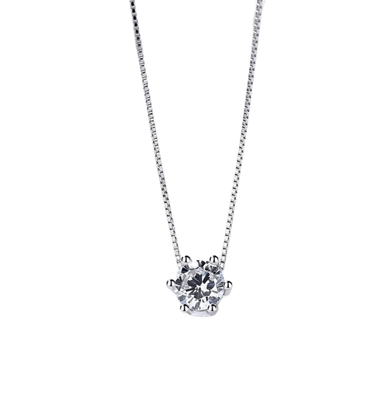 

Fashion Fine 925 Sterling Silver Custom Jewelry Small Round Shape Cz Stone Link ChainNecklace