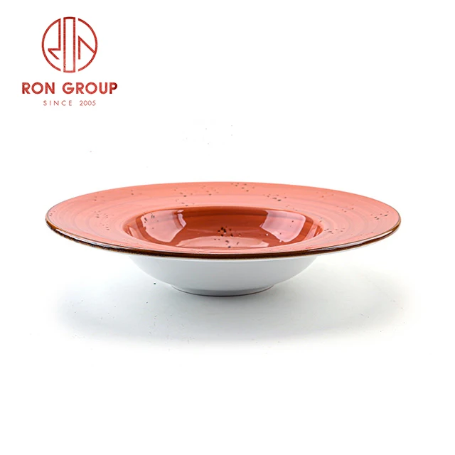 

Wholesale price luxury dinner dish europe style cheap round red ceramic plate