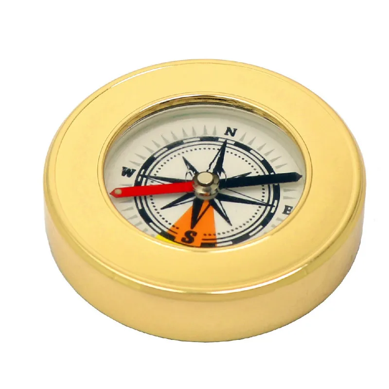 

New Outdoor Camping Hiking Portable Pocket Zinc Alloy Gold Color Small Compass Navigation Camping Portable Accessories