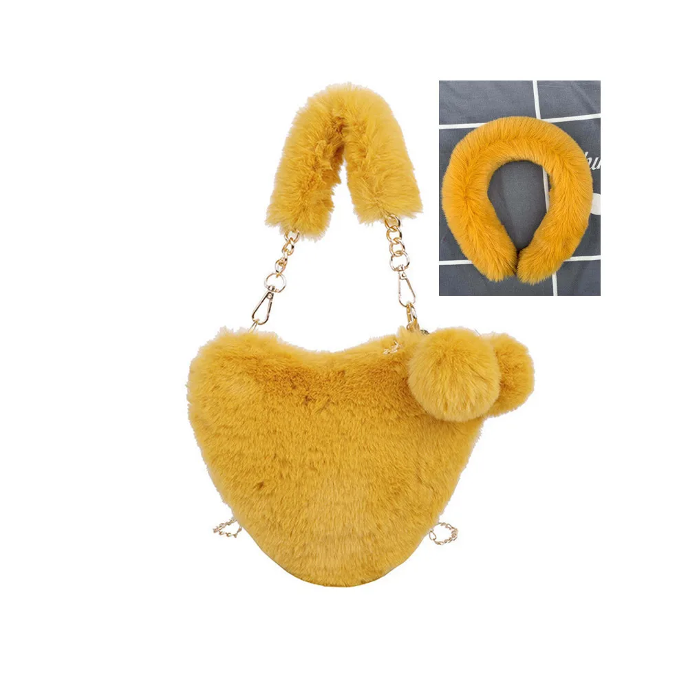 

Sweet Beauty Heart Shape headband Cute Plush Fur Hairband with purses and handbags