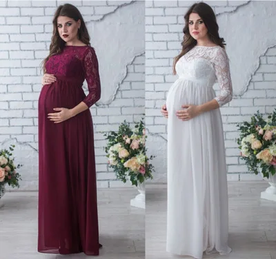 

2020 chiffon lace delivery gown maternity white dresses maternity maternity photo shoot dresses, White,red