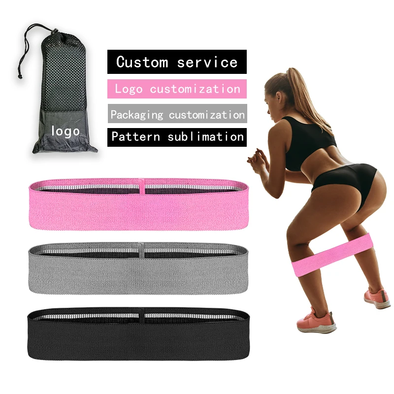 

Custom Logo Wide Anti Slip Fabric Resistance Bands Women Hip Exercise Workout Booty Bands