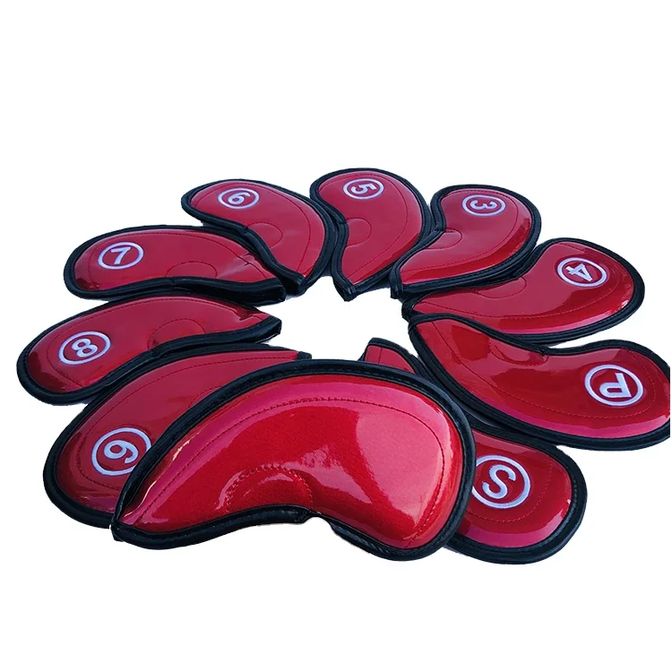 

Manufacturer Wholesale Custom Red 10 Pcs/Set Golf Iron Headcover, Black,purple, red, white