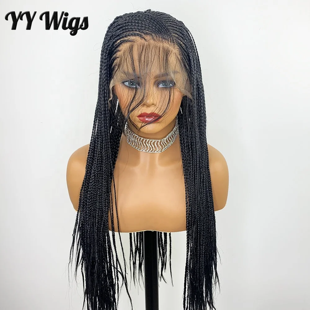 

Black Color Braided Synthetic Wigs for Black Women Lace Front Wig 13x6