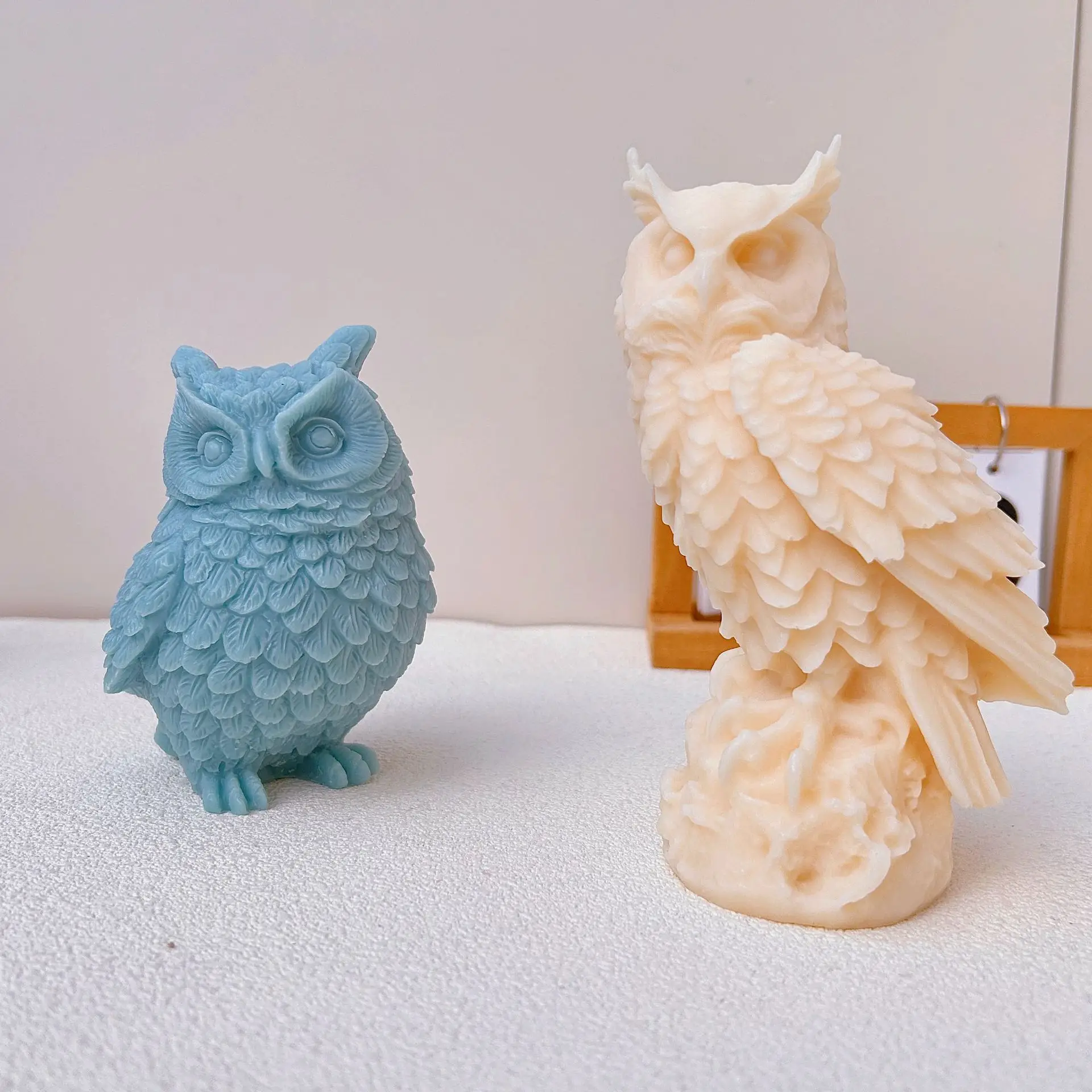 Large Size Owl Silicone Mold 3D Standing Owl Candle Silicone Mold Home Decoration