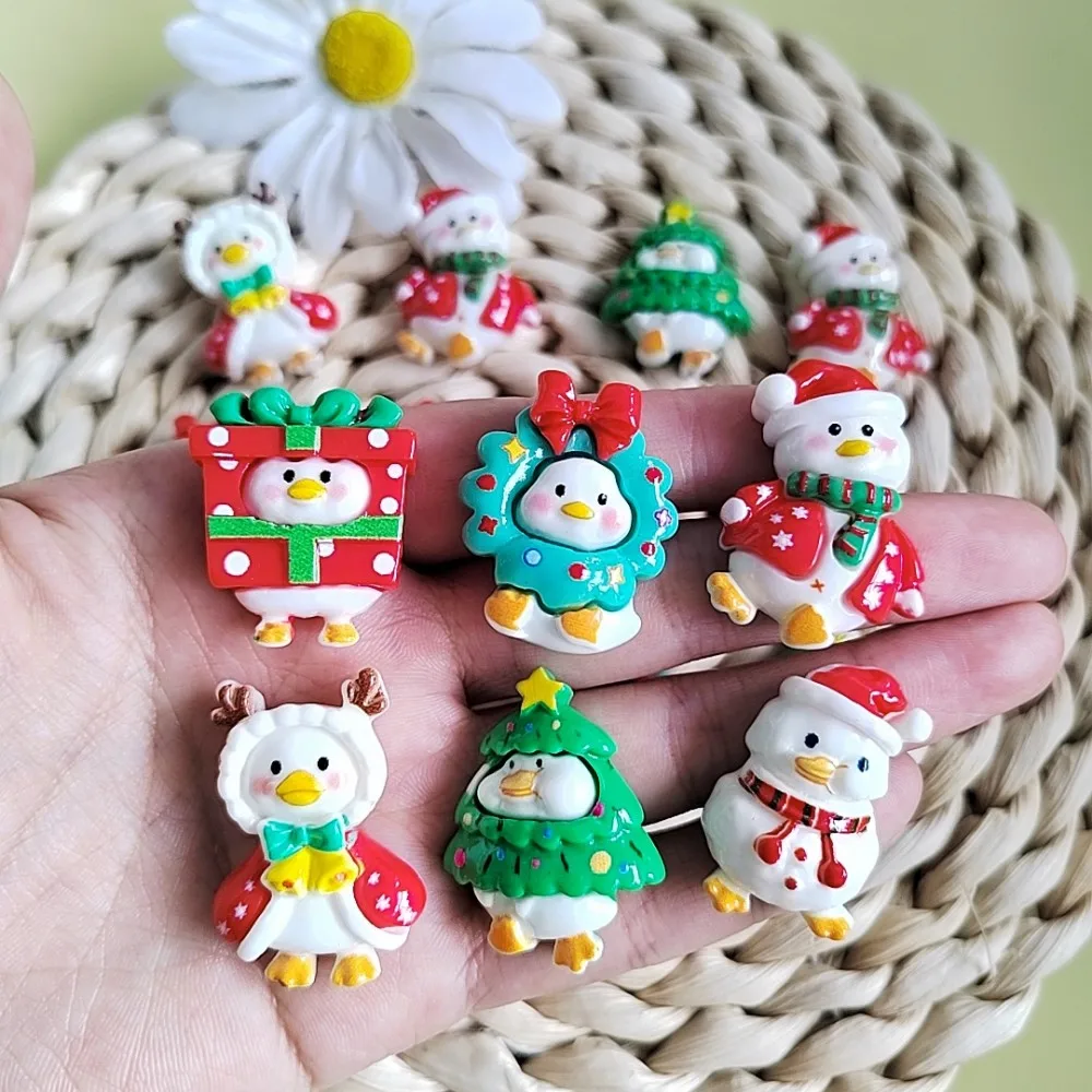 Christmas DIY Decor Duck Face Tree Snowman Gift Box Mixed Kawaii Ornaments Home Decor Kids Jewelry DIY Crafts Supplies
