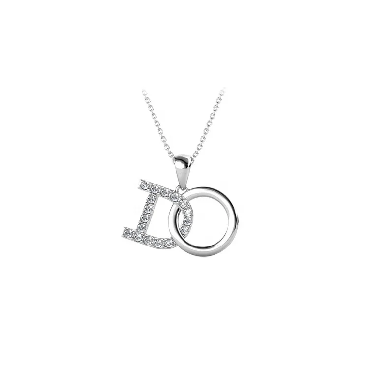 

Destiny Jewellery latest fashion style women alphabet necklace "DO" chic pendant with crystals, White