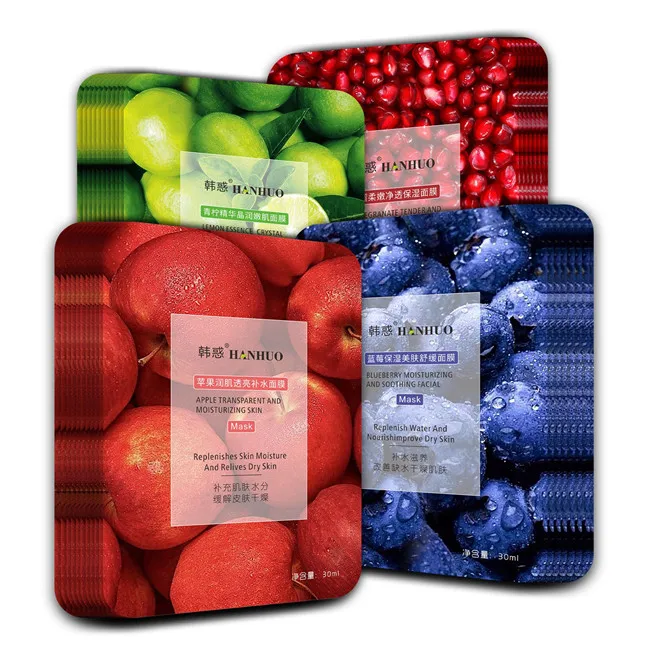 

Hottest Organic Fruit Flavour Facial Sheet Mask Japanese Formula Moisturizing Hydrating Brighten Skin Care Face Masks