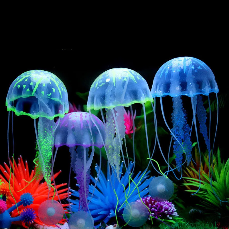 

Artificial Glowing SiliconeJellyfish aquarium plants accessories fish tank aquarium decoration, Blue green orange pink yellow purple