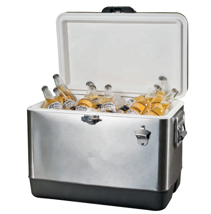 

High quality Stainless steel 54L large metal cooler ice box