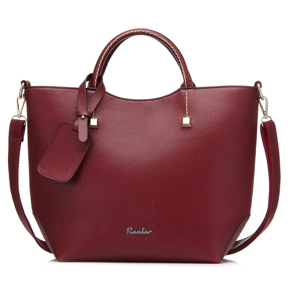 

REALER PU Leather Ladies Office Bags Large Tote Bag Women Shoulder Handbags