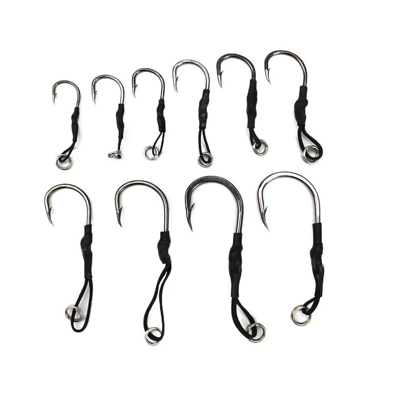 

Wholesale 1/0# 3/0# 4/0# Iron plate hook tied rope with barbed fish hook