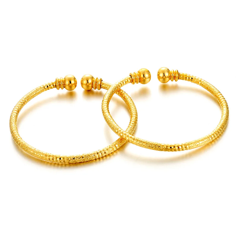 

Ethlyn (2pcs/lot) Anti- Allergy Kid's Yellow Thick Gold Color Baby Bangle Bracelet Adjustable Children's Bangle B144