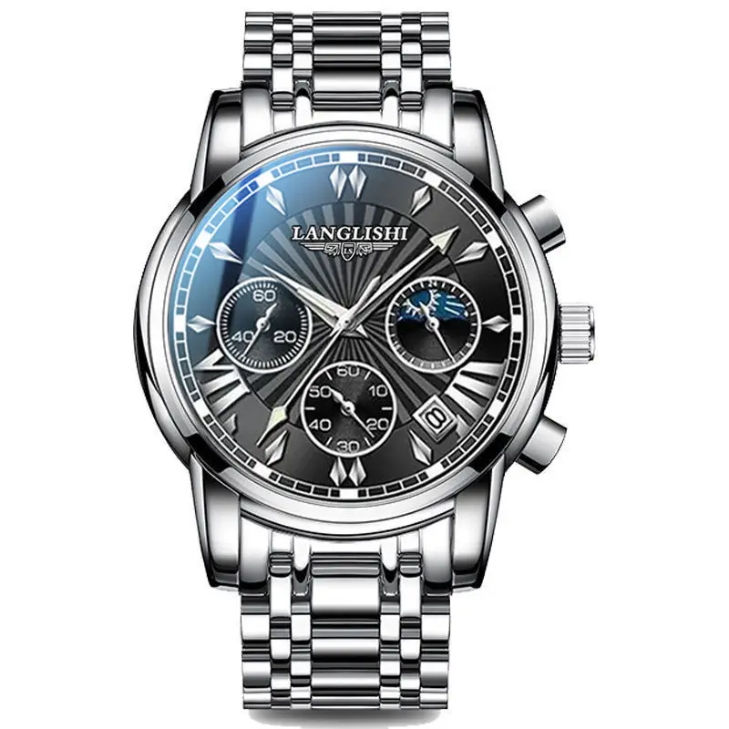 

Men's Fashion Stainless Steel Watches Date Waterproof Chronograph Wristwatches Stainsteel Steel Band Waterproof Watch, 8 colors