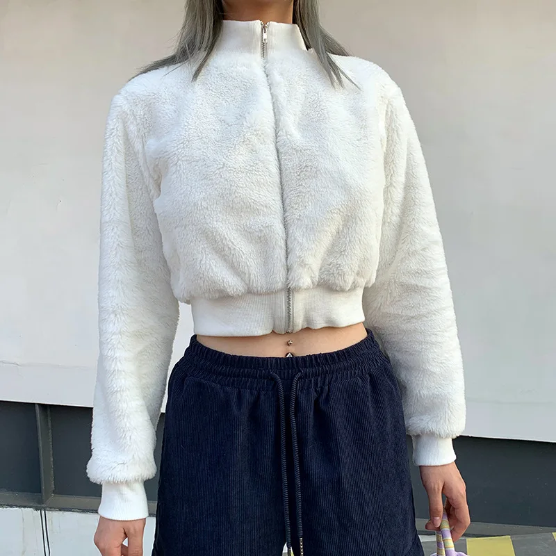 

2020 new arrivals autumn designs fashion trending wholesale high street faux fur women stand collar short jackets