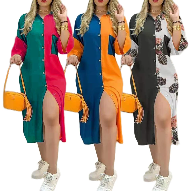 

Wholesale fall New product long dress muslim islamic clothing t shirt dress Casual Mid ength dress for women, Picture color