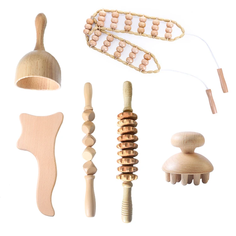 

Wood Therapy tools kit Anti Cellulite wood Massage tools Set Wooden Roller Lymphatic Drainage Tool