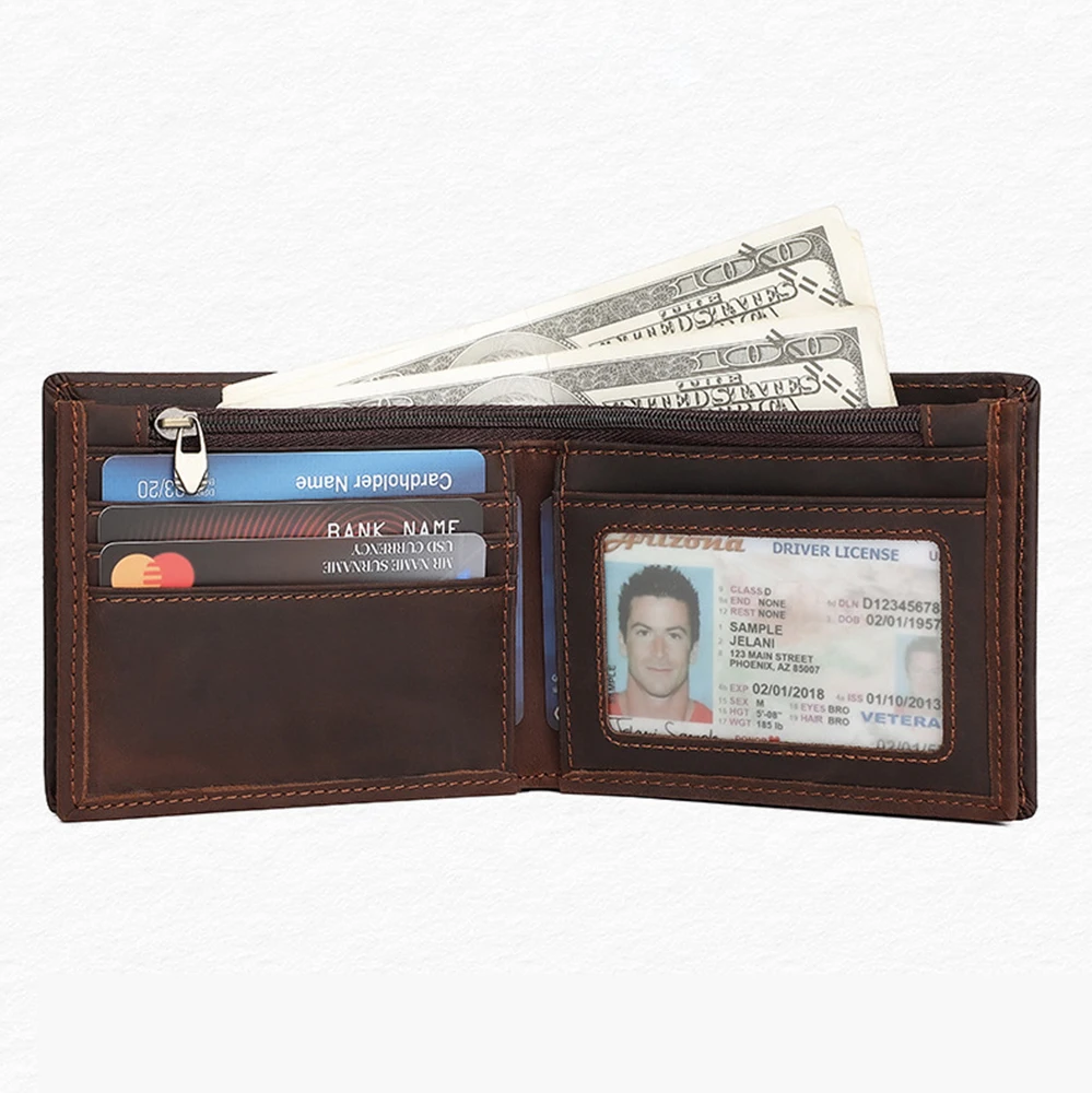 

Custom Mens Genuine Leather Blocking RFID Wallet Bifold Slim Money Credit Card Holder Purse Wallet For Man Leather