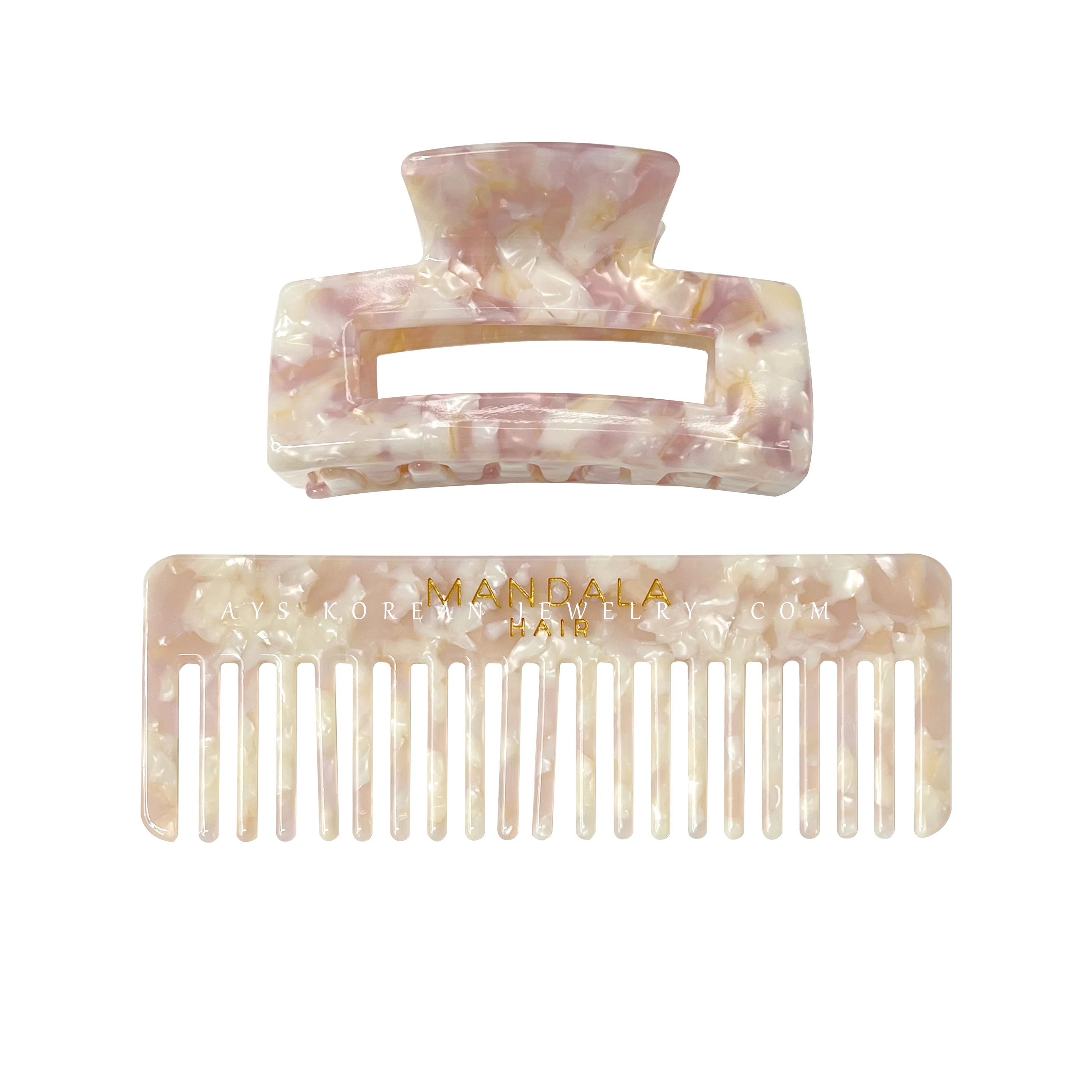 

European hot acetic acid pink nature biodegradable ins hair clips and hair combs set