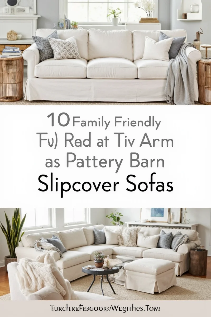 Pottery Barn slipcover sofa with clever storage solutions