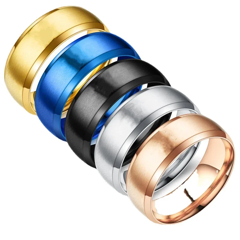 

European American Style Fashion Stainless Steel Plated Ring Gold Silver Blue Black Stainless Steel Jewelry Rings Set