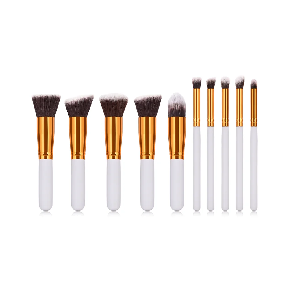
Professional 10 White Gold Makeup Brush Set Manufacturer China 