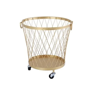 Nordic Simple Creative Metal Round Home Bathroom Decor Storage Basket With Wheel