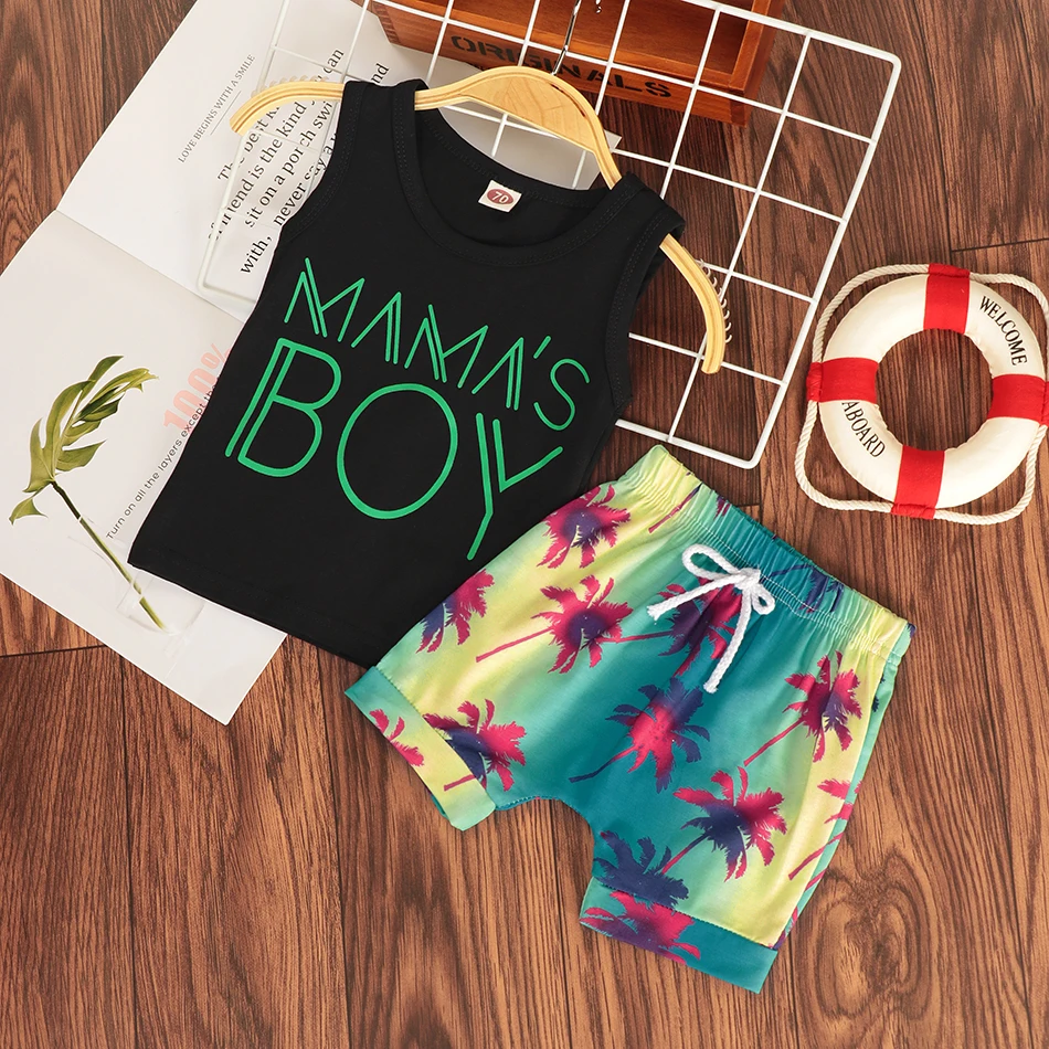 

Summer Kids Baby Boys Outfits Sleeveless Vest Tops+Shorts Pants 2 Pieces Set