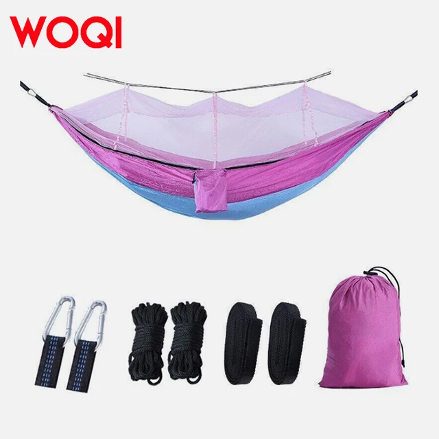 WOQI Portable Single Person Camping Backpack Hammock Tent Outdoor ultra Light Camping Mosquito Net Hammock