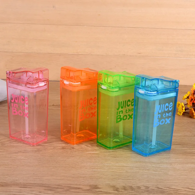 

Feiyou colorful cheap children transparent bpa free juice milk box sippy cup portable travel kids plastic drinking water bottles, Customized color