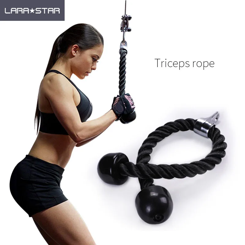 

Fitness Attachment Cable Machine Tricep Rope Pull Pulldown Heavy Duty Coated Nylon Unisex, Black