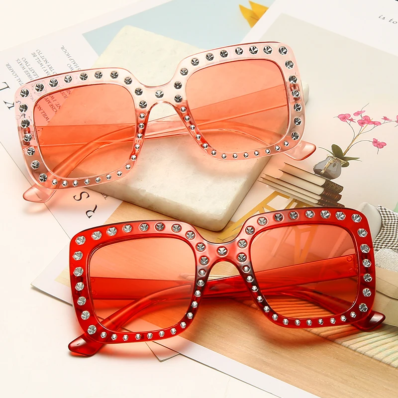 

Hot Selling Square Diamond Kids Eyewear Trendy Bling Baby Sunglasses