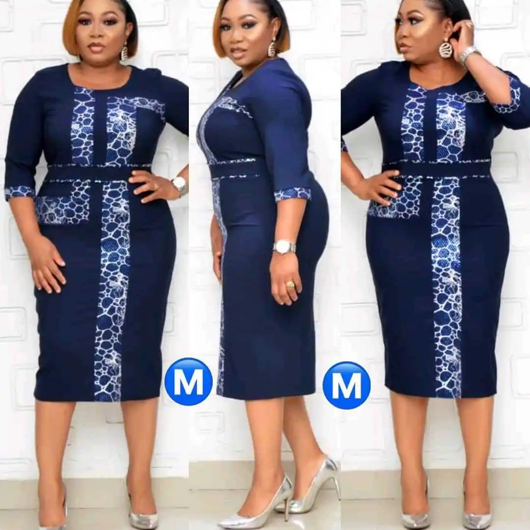 

2021 African Stitching print dress mother's dress office lady, As showed
